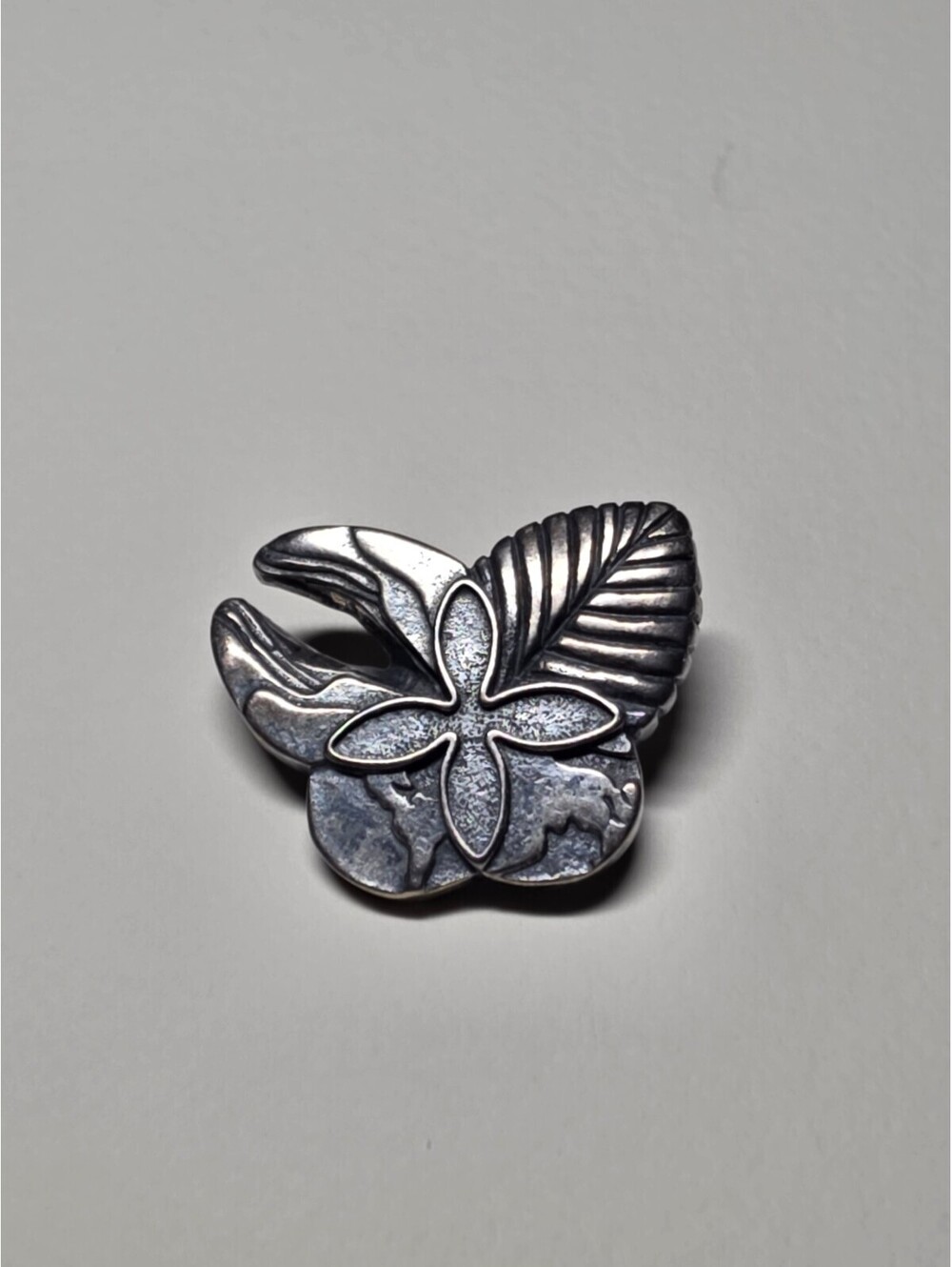 Vintage sterling silver orchid brooch / pendant combo 1970s